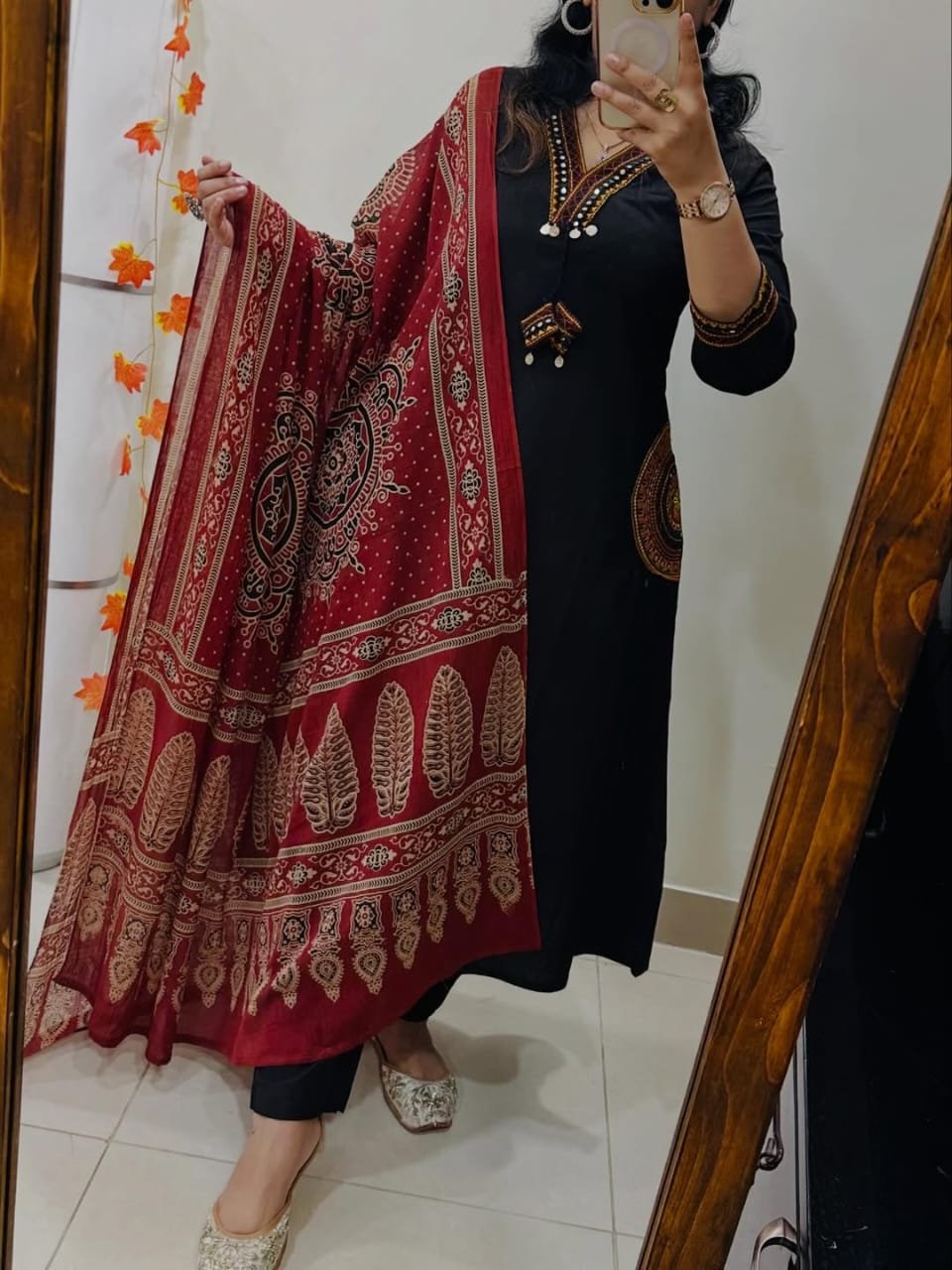 Premium Dabu Cotton A-Line Embroidered Suit